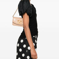 Valentino Garavani Vain Small Leather Clutch Bag - Powder