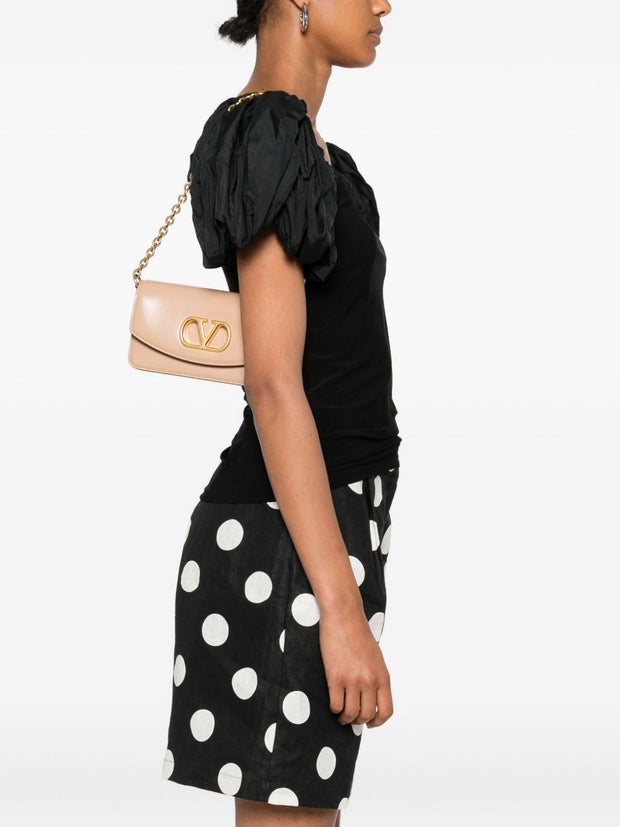Valentino Garavani Vain Small Leather Clutch Bag - Powder