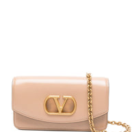 Valentino Garavani Vain Small Leather Clutch Bag - Powder