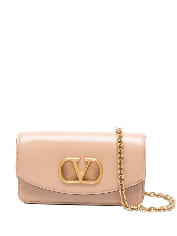 Valentino Garavani Vain Small Leather Clutch Bag - Powder