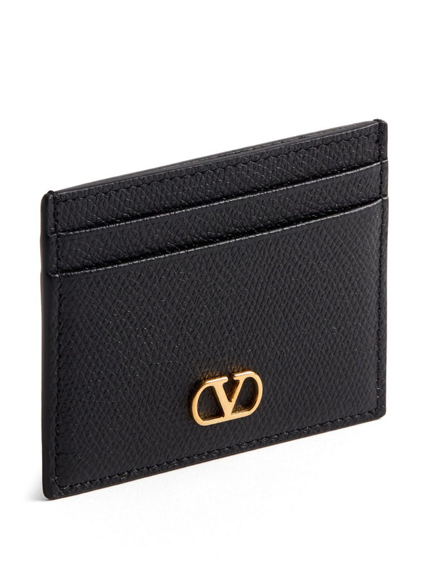 Valentino Garavani VLogo Signautre Leather Card Case - Black