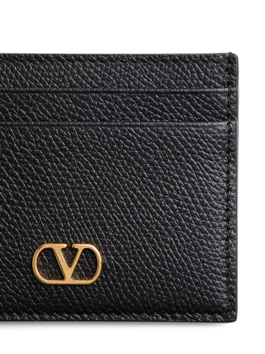 Valentino Garavani VLogo Signautre Leather Card Case - Black
