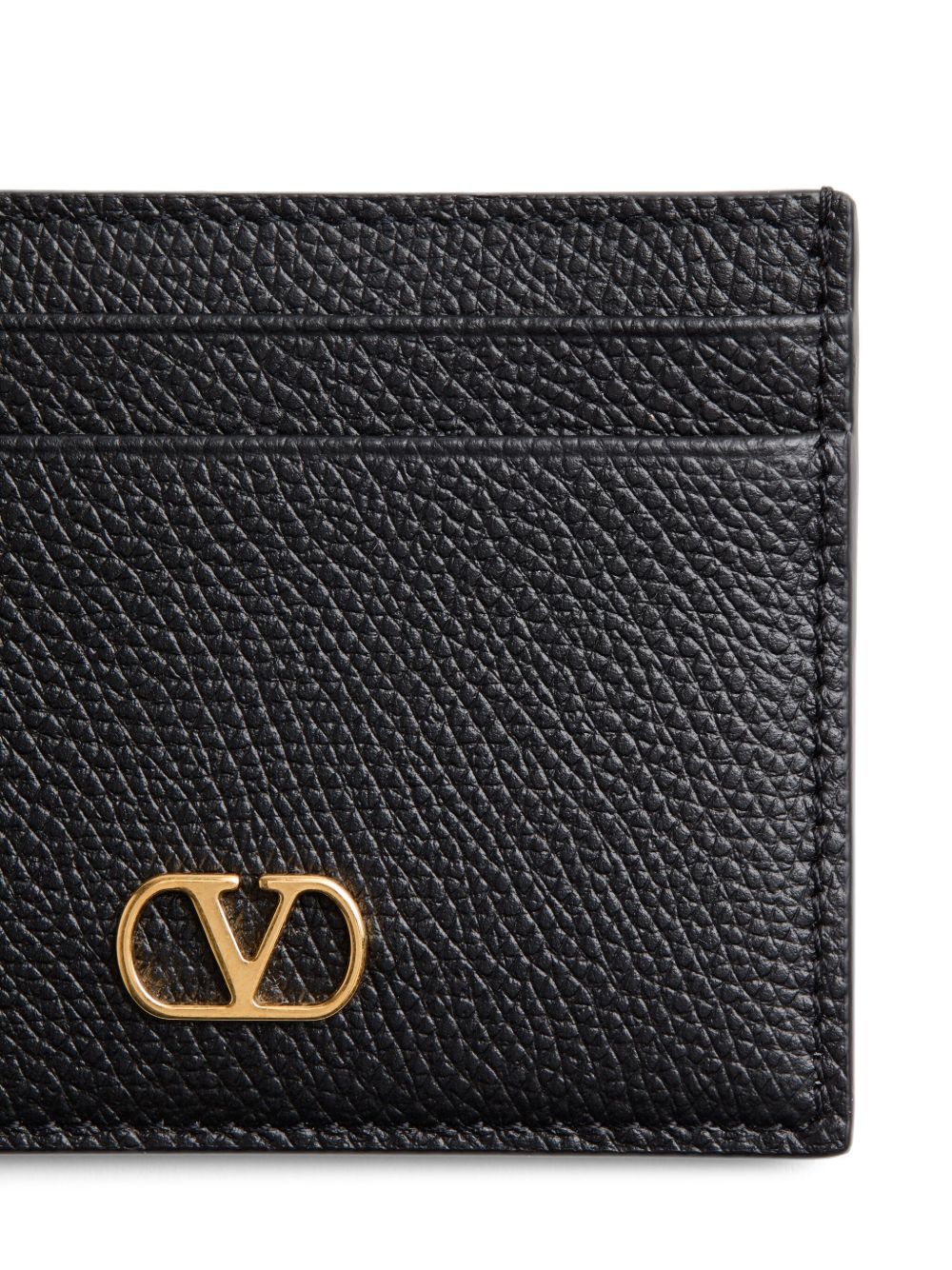 Valentino Garavani VLogo Signautre Leather Card Case - Black