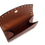 Valentino Garavani Rockstud Leather Wallet On Chain - Leather Brown