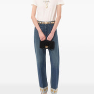 Valentino Garavani VLogo Signature Velvet Wallet On Chain - Black