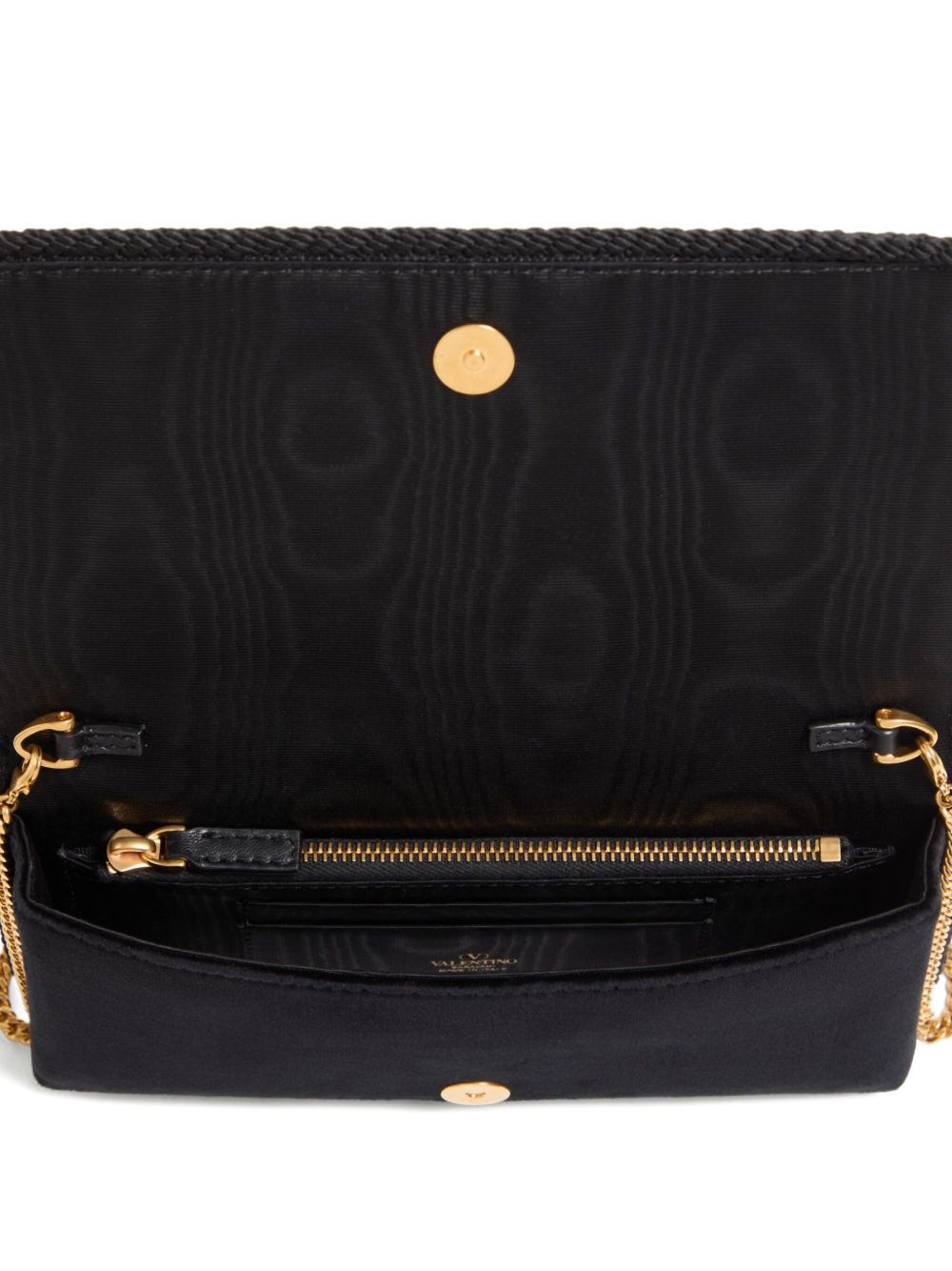 Valentino Garavani VLogo Signature Velvet Wallet On Chain - Black