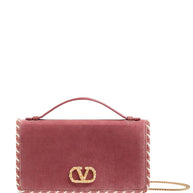 Valentino Garavani VLogo Signature Velvet Wallet On Chain - Powder