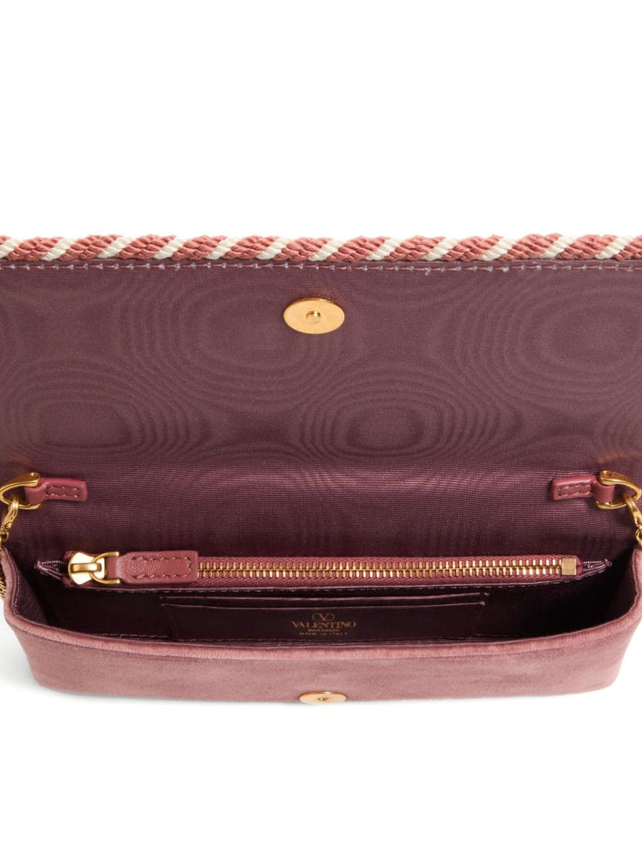 Valentino Garavani VLogo Signature Velvet Wallet On Chain - Powder