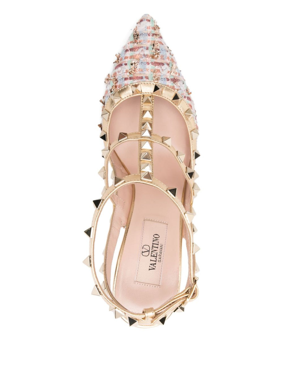 Valentino Garavani Rockstud Tweed Slingback Pumps