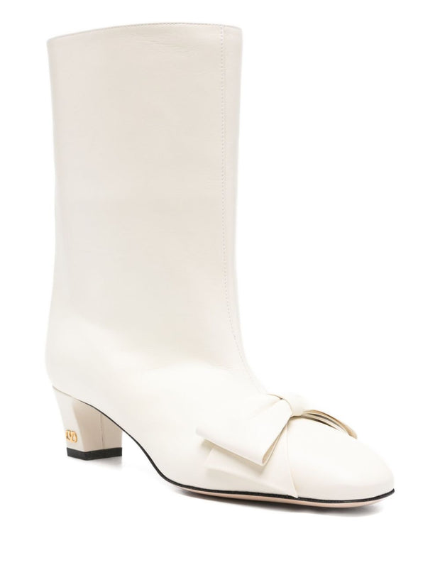 Valentino Garavani Bowow Leather Boots - Ivory