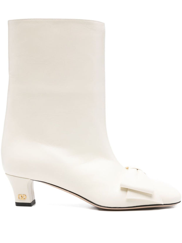 Valentino Garavani Bowow Leather Boots - Ivory