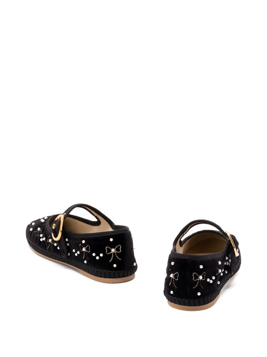 Valentino Garavani Embroidered Velvet Ballets - Black