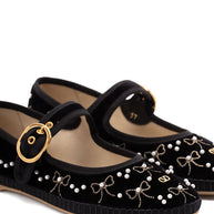 Valentino Garavani Embroidered Velvet Ballets - Black
