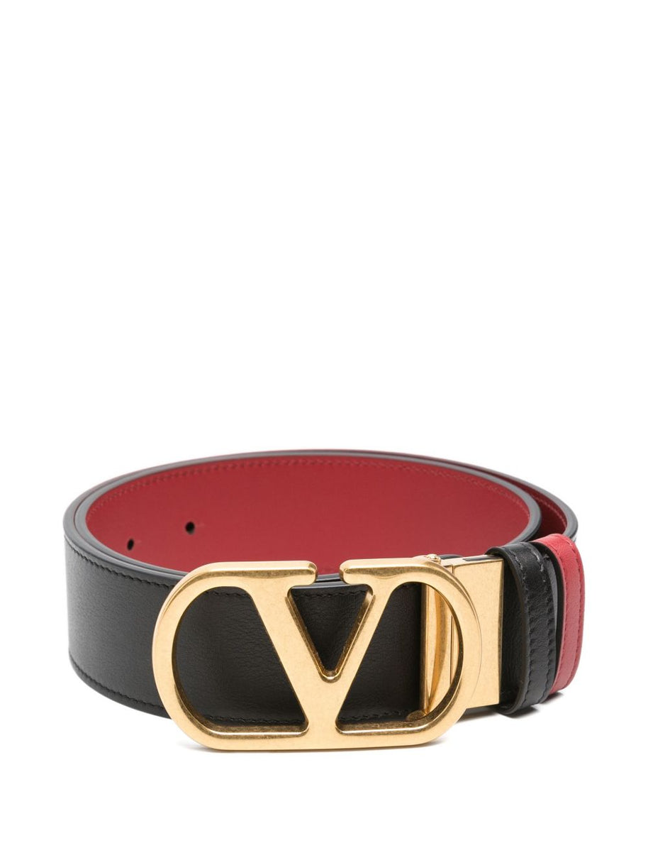 Valentino Garavani VLogo Signature Leather Reversible Belt - Red