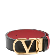 Valentino Garavani VLogo Signature Leather Reversible Belt - Red