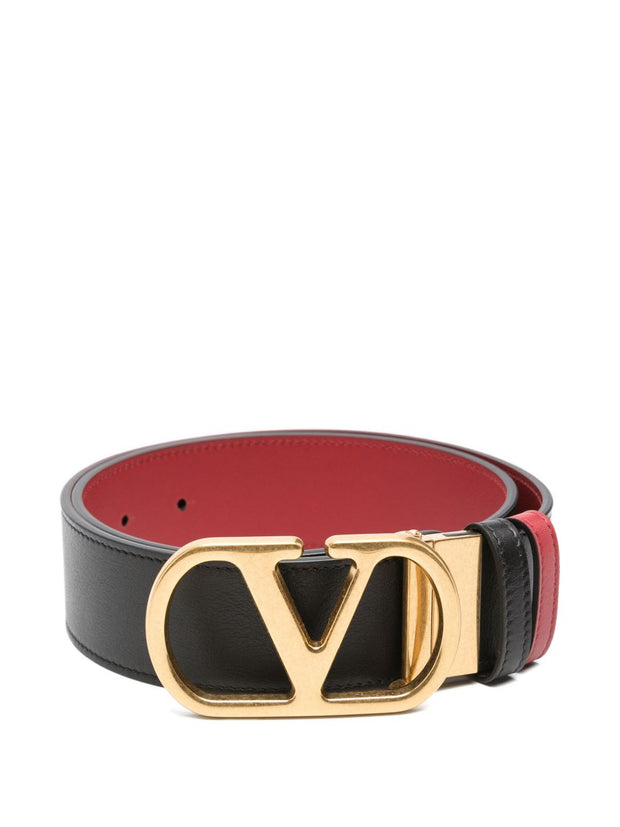 Valentino Garavani VLogo Signature Leather Reversible Belt - Red
