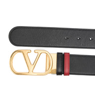 Valentino Garavani VLogo Signature Leather Reversible Belt - Red