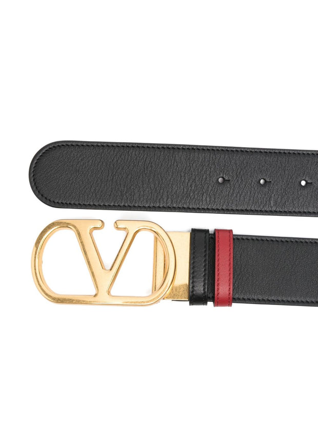 Valentino Garavani VLogo Signature Leather Reversible Belt - Red