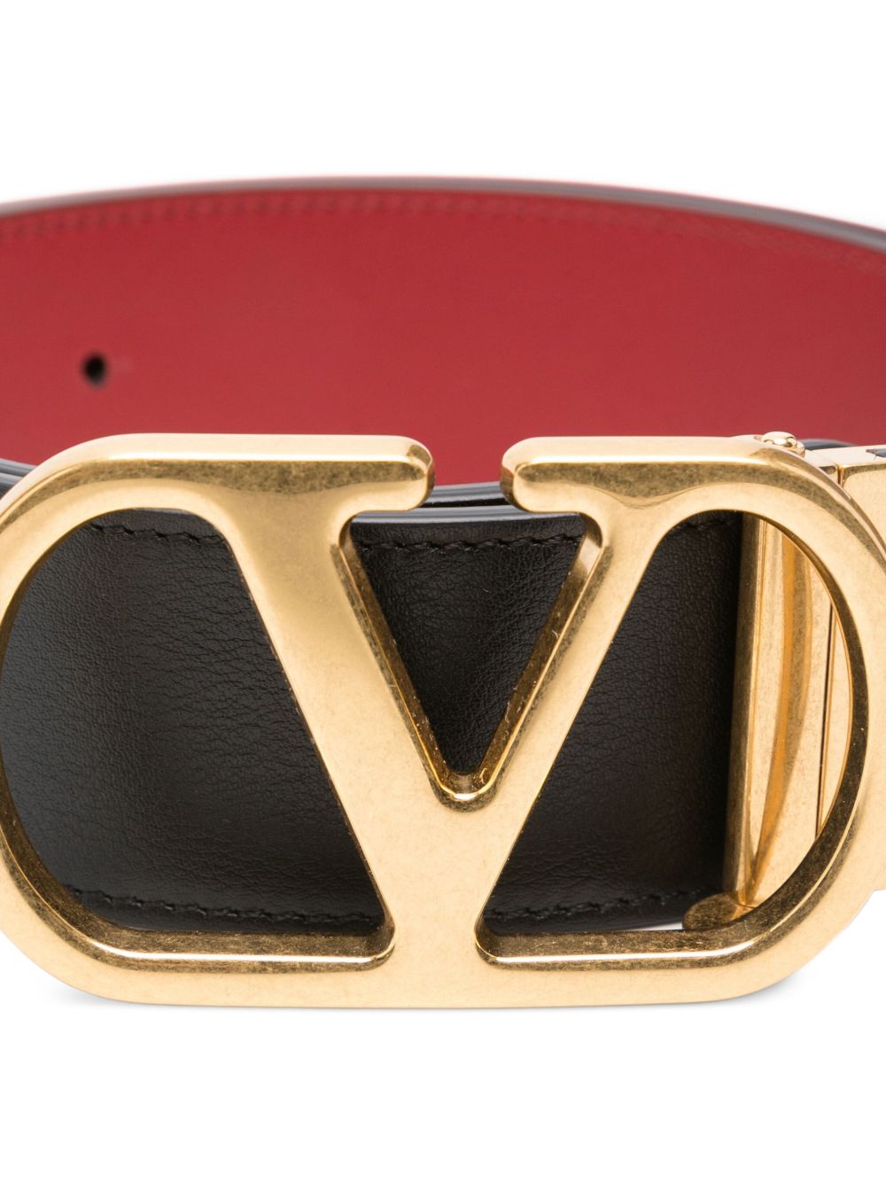 Valentino Garavani VLogo Signature Leather Reversible Belt - Red