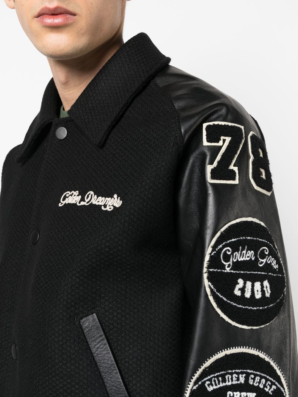 Golden Goose Wool And Leather Bomber Jacket - Black