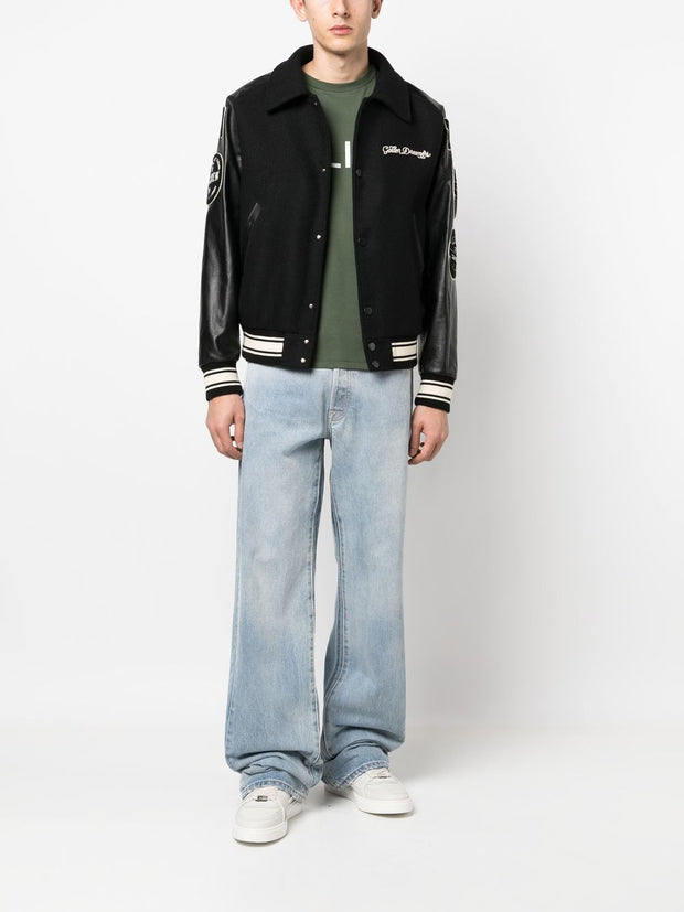Golden Goose Wool And Leather Bomber Jacket - Black