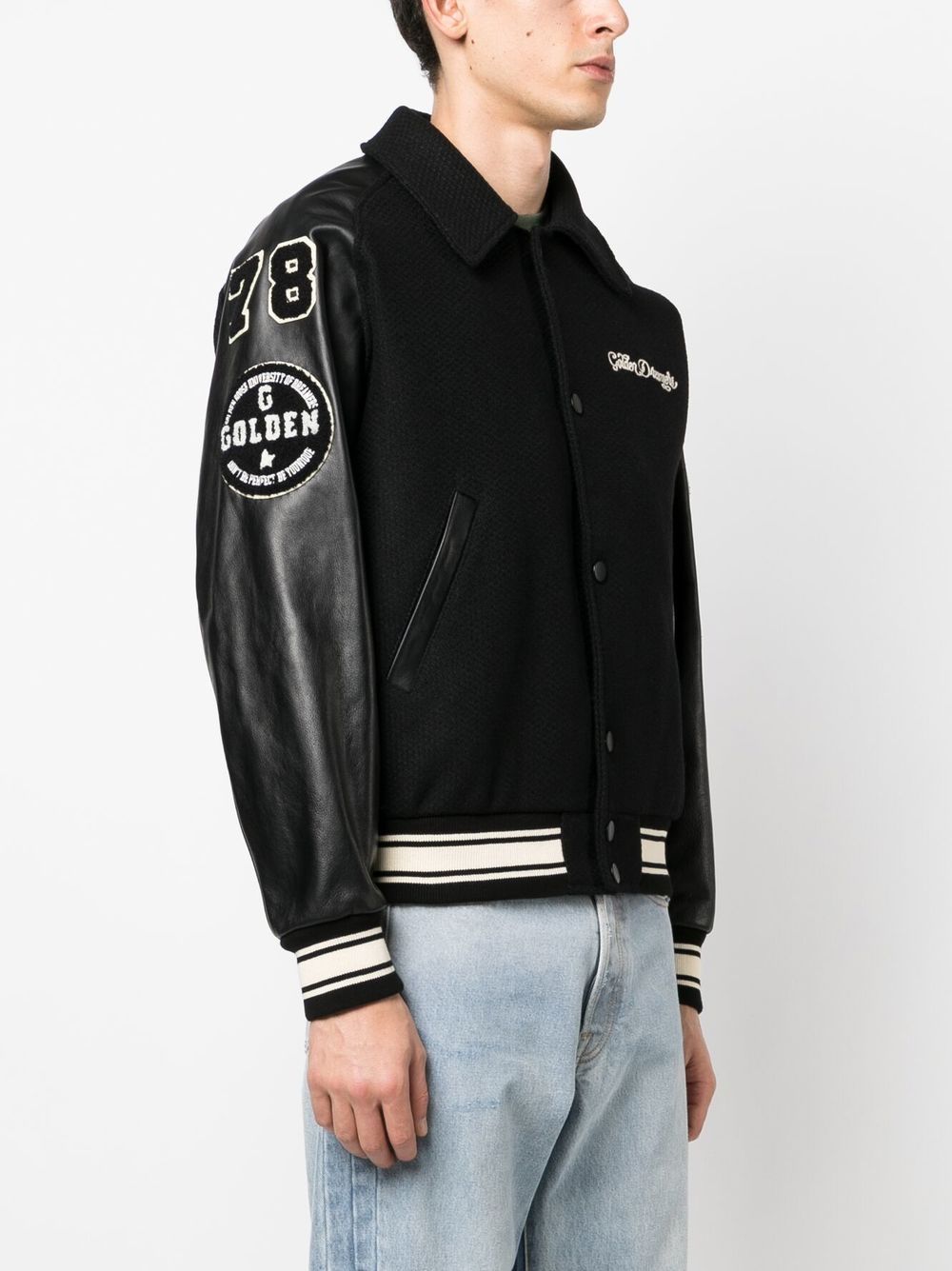 Golden Goose Wool And Leather Bomber Jacket - Black