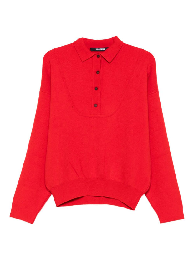 JACQUEMUS La Maille Vareuse Polo Shirt - Red