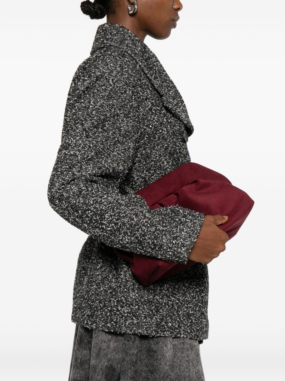 THEMOIRE' Bios Suede Clutch Bag - Bordeaux