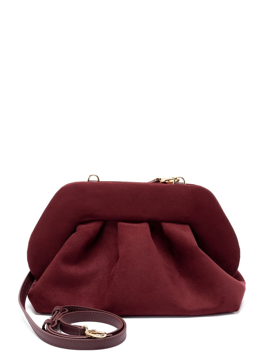 THEMOIRE' Tia Suede Clutch Bag - Bordeaux