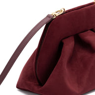 THEMOIRE' Tia Suede Clutch Bag - Bordeaux