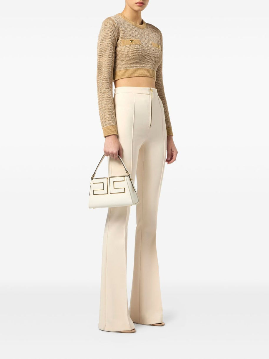 Elisabetta Franchi Wool Crewneck Sweater - Beige