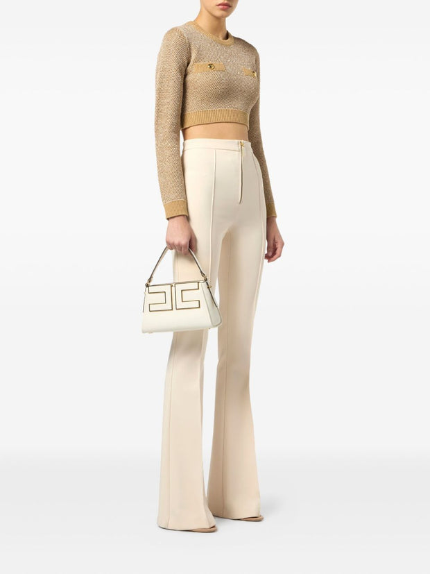 Elisabetta Franchi Wool Crewneck Sweater - Beige