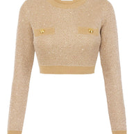 Elisabetta Franchi Wool Crewneck Sweater - Beige