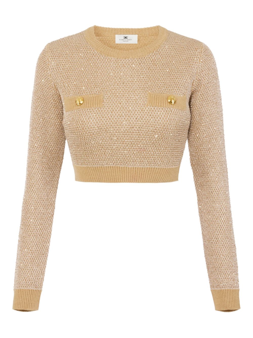 Elisabetta Franchi Wool Crewneck Sweater - Beige
