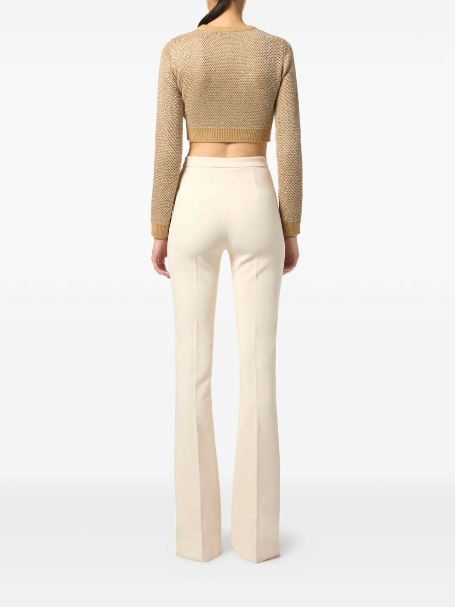Elisabetta Franchi Wool Crewneck Sweater - Beige