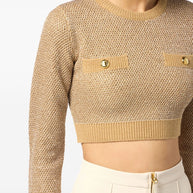 Elisabetta Franchi Wool Crewneck Sweater - Beige