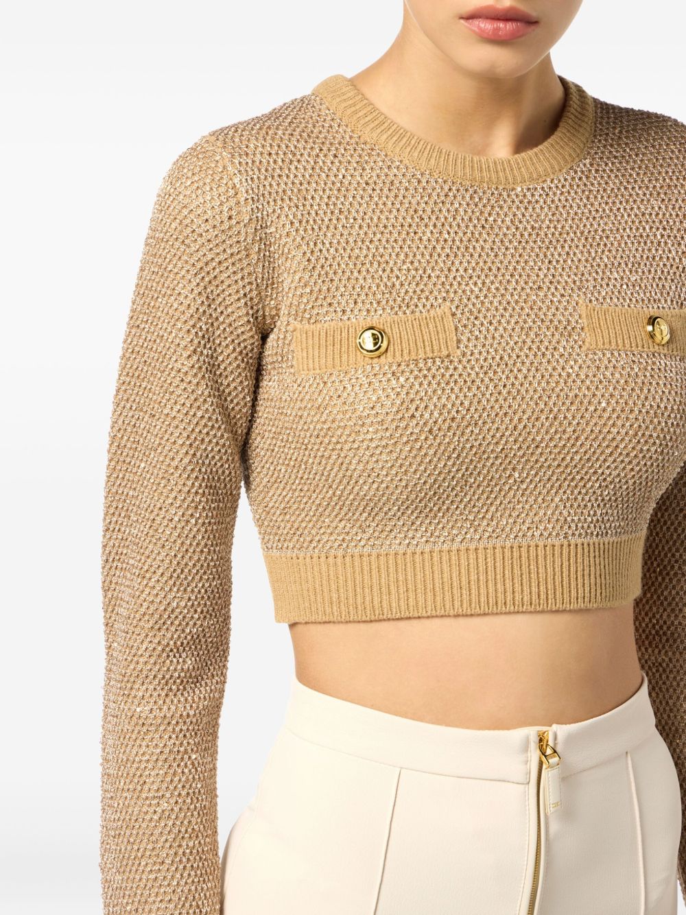 Elisabetta Franchi Wool Crewneck Sweater - Beige