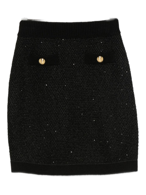 Elisabetta Franchi Wool Knitted Skirt - Black