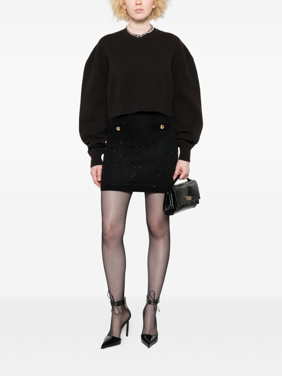 Elisabetta Franchi Wool Knitted Skirt - Black