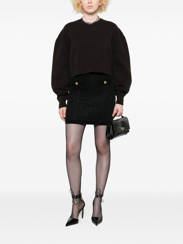Elisabetta Franchi Wool Knitted Skirt - Black