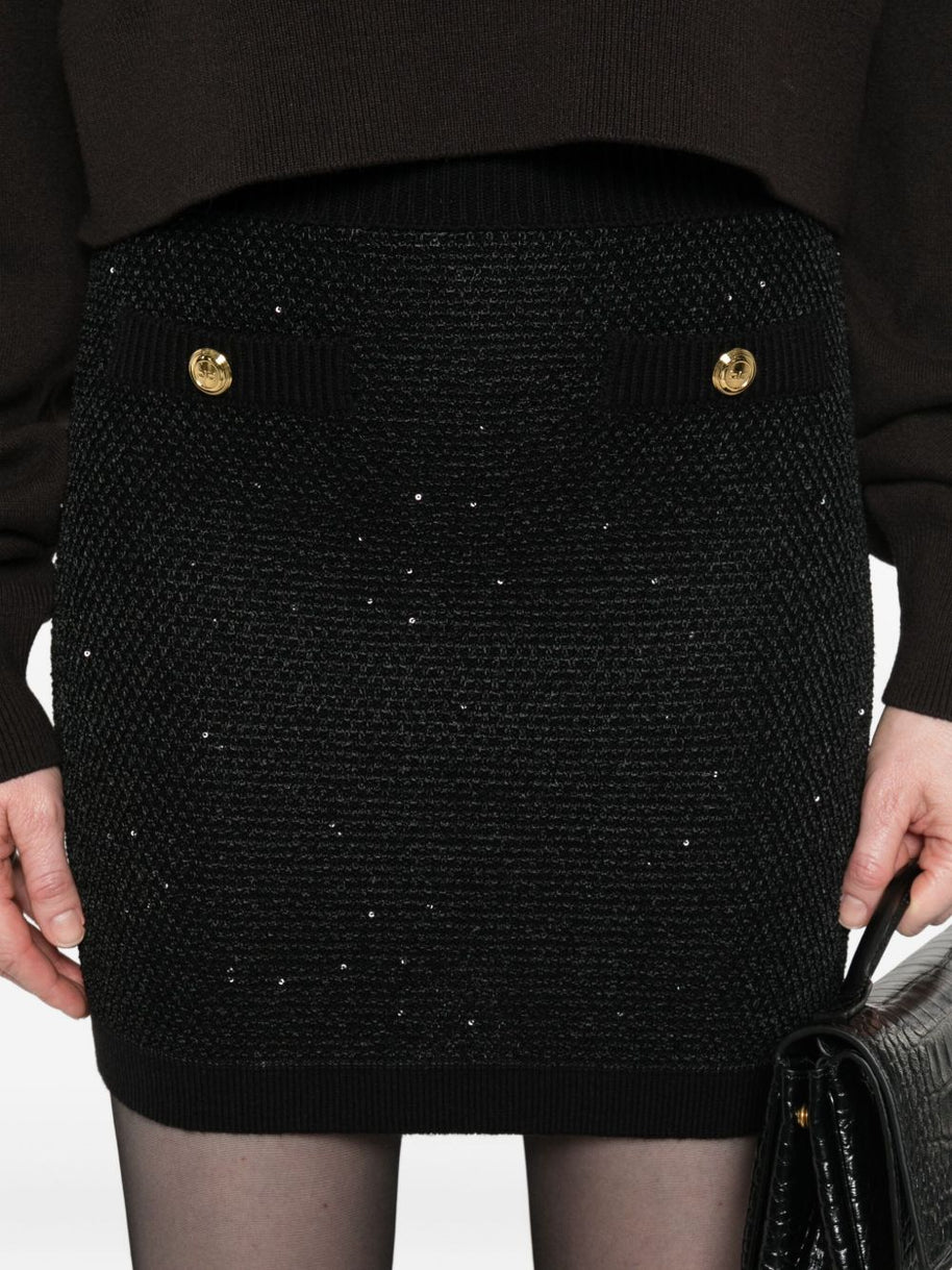 Elisabetta Franchi Wool Knitted Skirt - Black