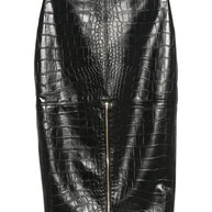 Elisabetta Franchi Crocodile Effect Midi Skirt - Black