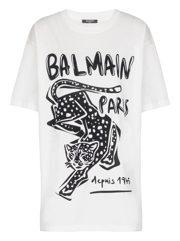 Balmain Leopard Print T-shirt - White