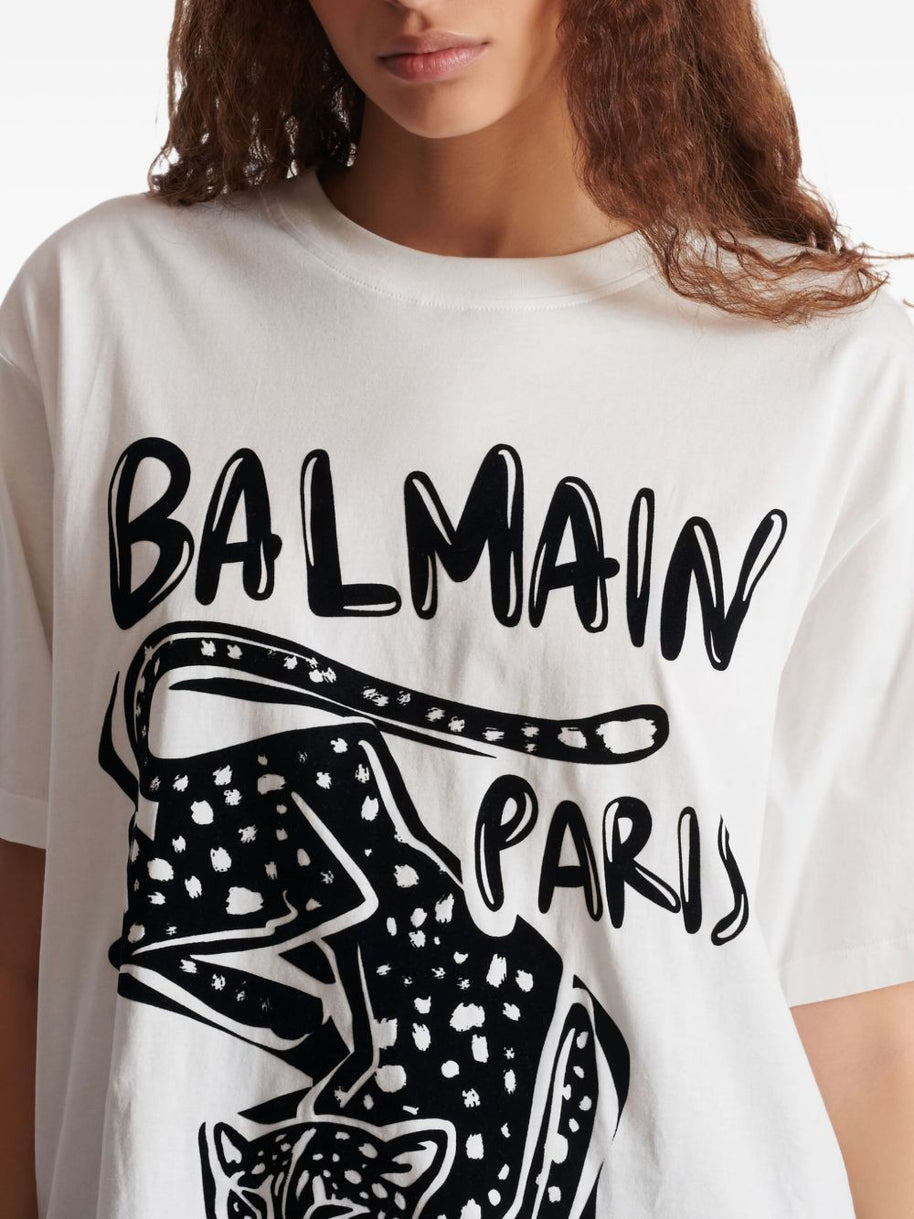 Balmain Leopard Print T-shirt - White