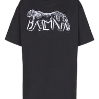 Balmain Leopard Print T-shirt -Black