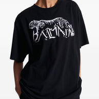 Balmain Leopard Print T-shirt -Black