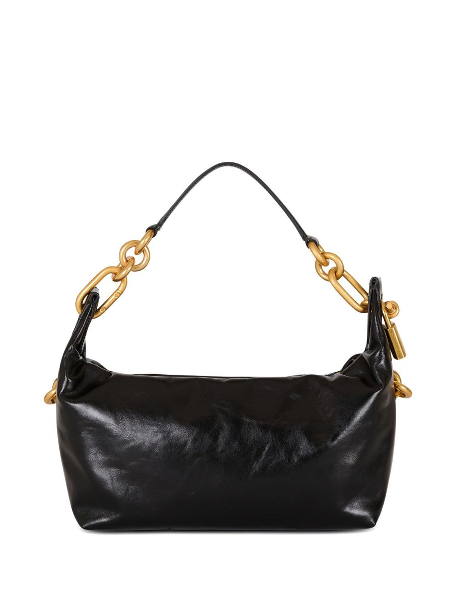 Balmain Sync Medium Leather Shoulder Bag - Black