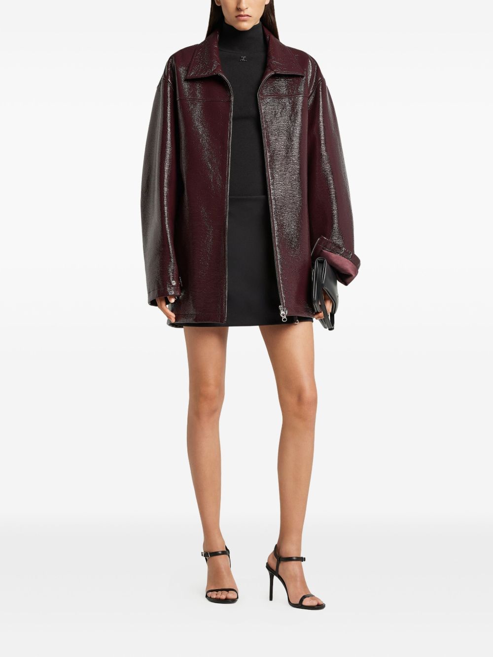 Courreges Vinyl Bomber Jacket - Bordeaux