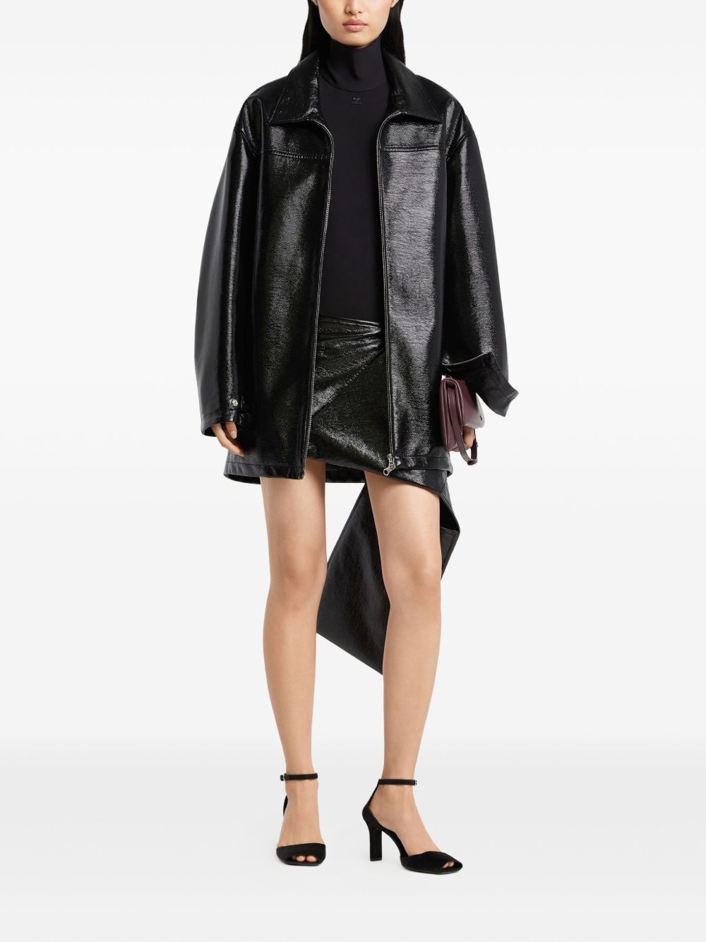 Courreges Vinyl Bomber Jacket - Black