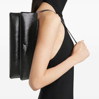 Courreges Cuff Leather Clutch Bag - Black